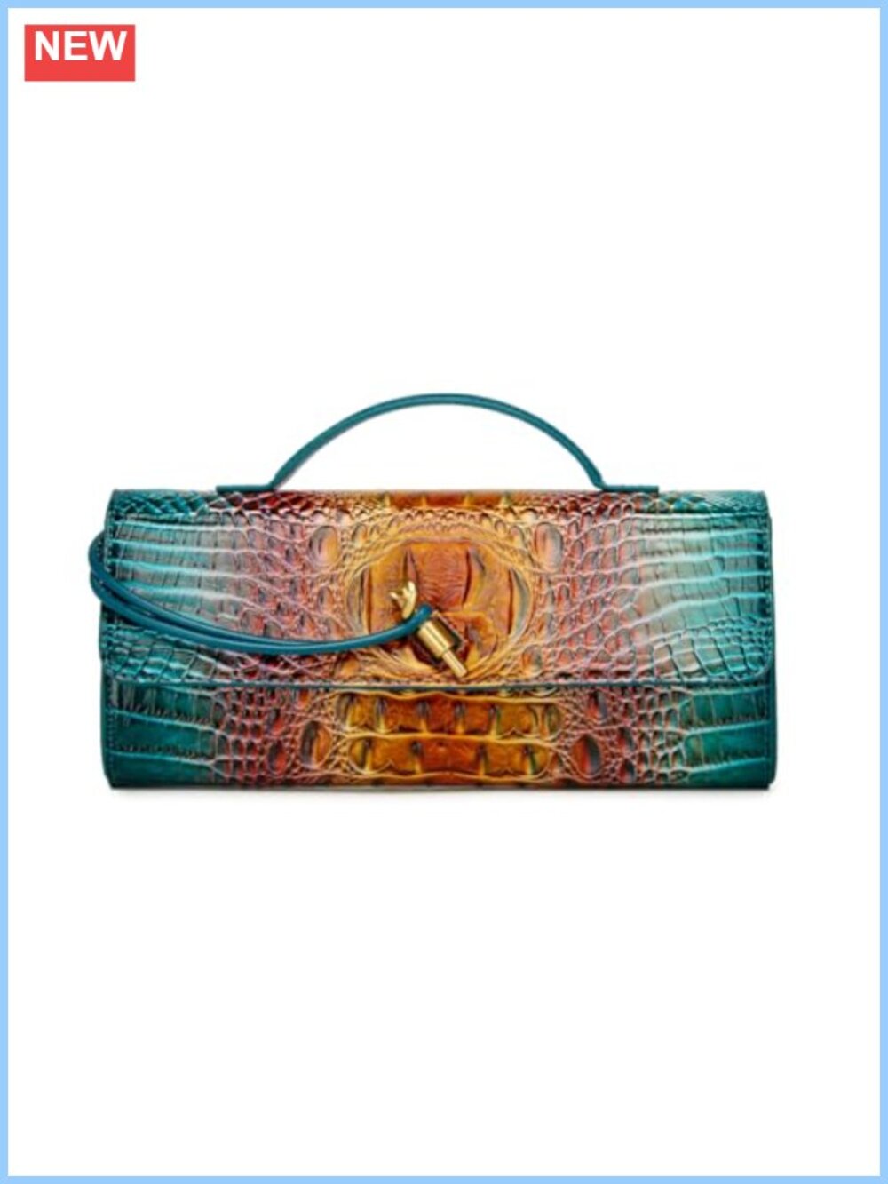 Croc Embossed Vegan Leather Clutch Crossbody Shoulder Bag Evening Purse